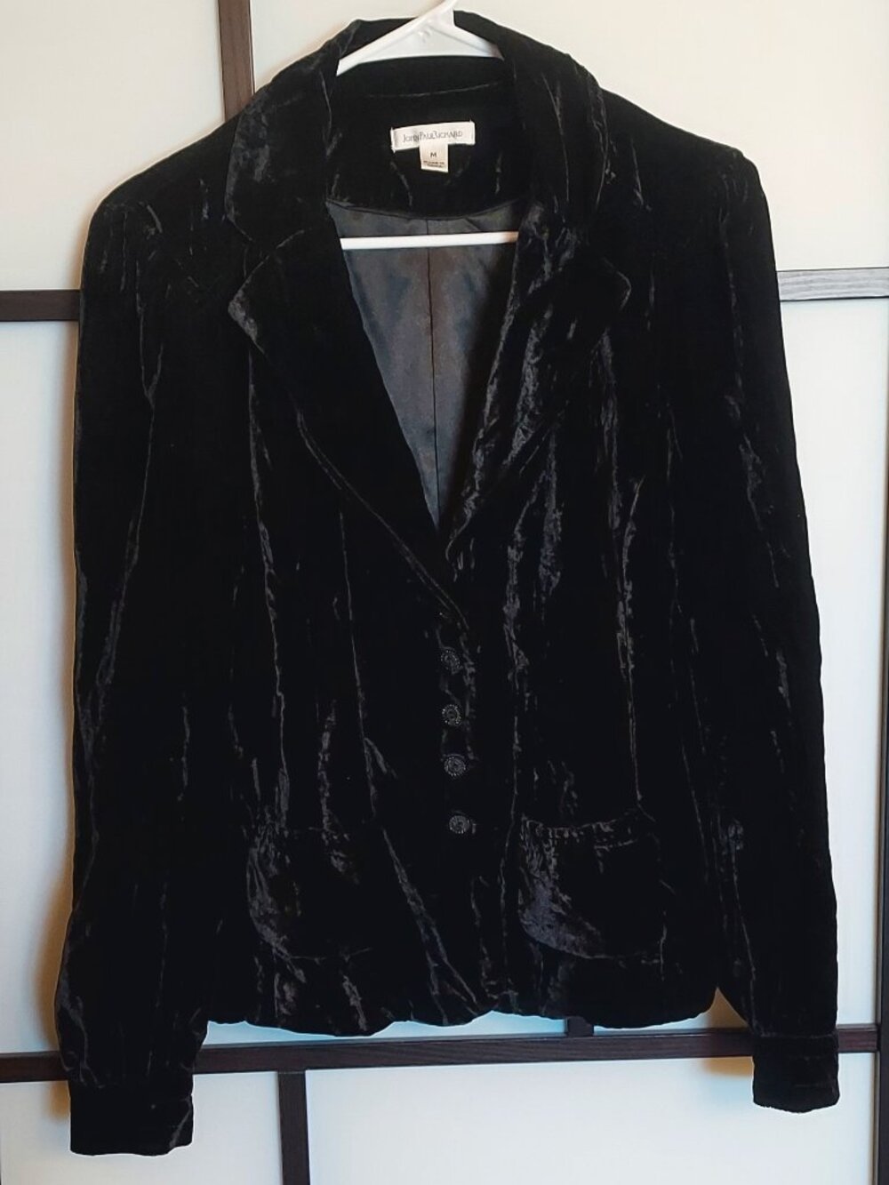 Black Velvet Jacket John Paul Richard size Medium